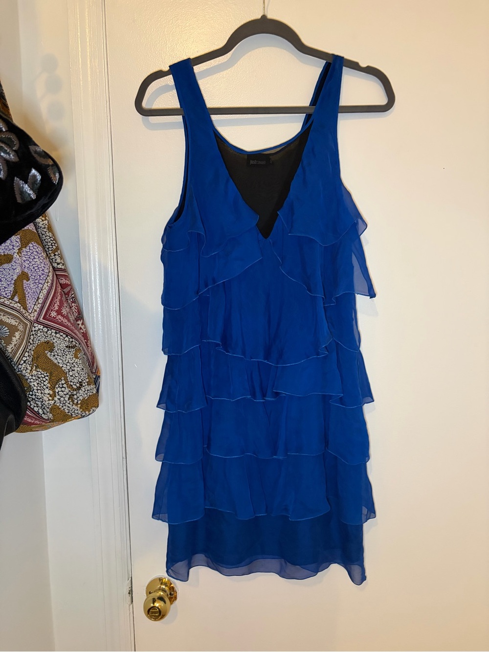 Just Cavalli Royal Blue 100p Silk Tiered Mini